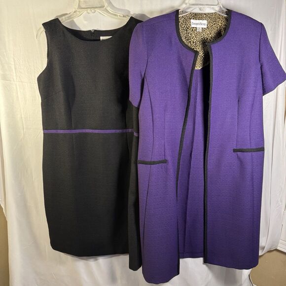 Danny & Nicole Women’s Size 16 Purple Black Dress & Short Sleeve Jacket 2 Piece - Picture 1 of 16